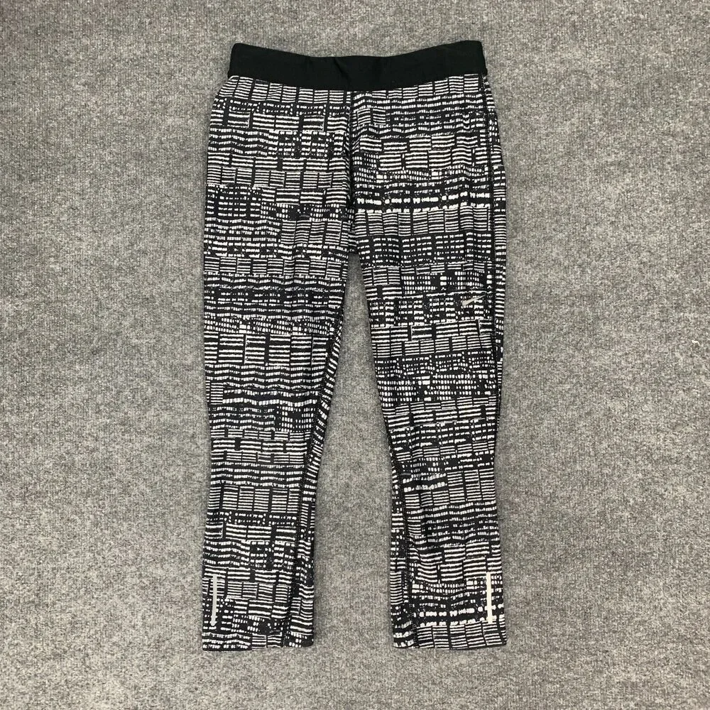 Nike Just Do It Legging Womens M Medium Black White Dri Fit Cropped Drawstring